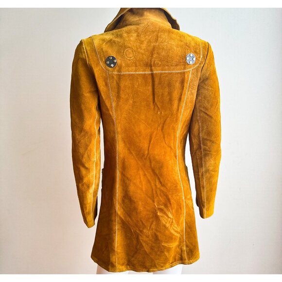 Vintage Cardinale 70s Brown Suede Unique Hardware A line Jacket XS - Picture 5 of 8